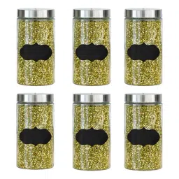 Femora Cylinder Transparent Glass Storage Jars (2200 ml) - Set of 6-1