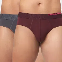 Jack & Jones Wine & Grey Regular fit Briefs-Pack of Two-picture-23