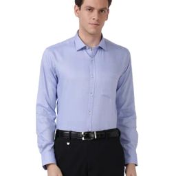 Park Avenue Blue Cotton Slim Fit Self Pattern Shirts-image-22