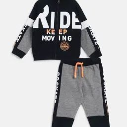 Chicco Kids Blue & Grey Printed Full Sleeves Jacket Set-14