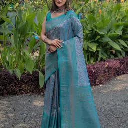 Blissta Blue Silk Woven Saree With Unstitched Blouse-picture-26