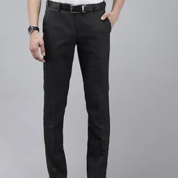 Arrow Men Textured Tailored Fit Formal Trousers-image-85