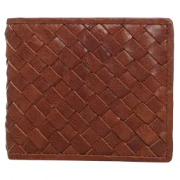 Aditi Wasan Brown Woven Leather Bi-Fold Wallet for Men-23
