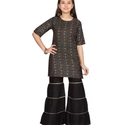 Aarika Kids Black Cotton Printed Kurti Set-image-57