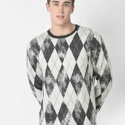 Crimsoune Club Grey Regular Fit Geometric Print Sweatshirt-image-19