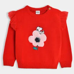 MiArcus Girls Red Embellished Full Sleeves Sweater-image-46