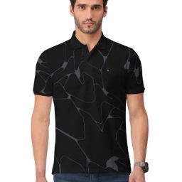 BULLMER Black Regular Fit Abstract Polo T-Shirt-picture-5