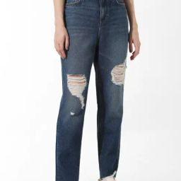 Only Blue Cotton Distressed High Rise Jeans-image-97