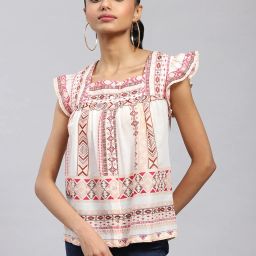 Label Ritu Kumar Pink Geometric Print Top image 1