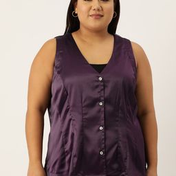 theRebelinme Plus Size Waistcoat-Style Satin Top-image-13