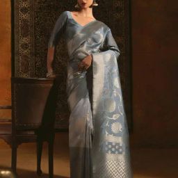 Soch Grey Woven Saree With Unstitched Blouse-image-12