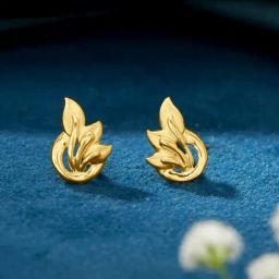 P.N.Gadgil Jewellers 22KT (916) BSI Gold Leafy Luster Stud Earring for Women-image-8