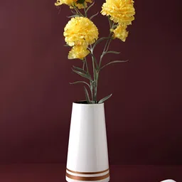 Aura White & Gold toned Ceramic Flower Vase-image-60