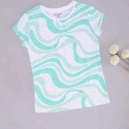Pantaloons Junior Girls Antique White & Blue Cotton Camouflage T-Shirts-image-36