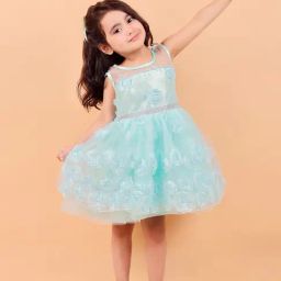 Titrit Green Net Embellished Dress for Girls-picture-17