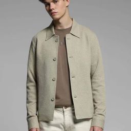 Jack & Jones Beige Cotton Regular Fit Self Pattern Jacket-33