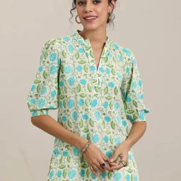 Libas Off White Floral Printed Straight Kurti-17