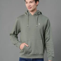 Red Tape Olive Regular Fit Solid Hoodie-48
