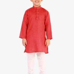 Pro-Ethic Style Developer Kids Red & White Printed Full Sleeves Kurta with Pyjamas image 1