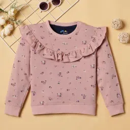 Desi Soota Girls Pink Cotton Printed Sweatshirt-picture-0