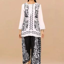 Saba Chikankari Cord Set In Muslin Set - Black-image-44
