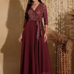 Miss Chase Purple Self Design Dress-picture-20
