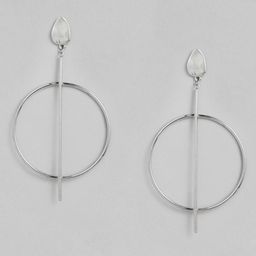 justpeachy Silver-Toned Silver Plated Circular Drop Earrings-image-6