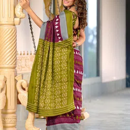 LeeliPeeri Designer Geometric Printed Block Printed Saree image 2