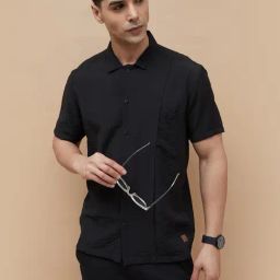 Code By Lifestyle Black Regular Fit Texture Shirt-image-73