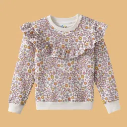 Desi Soota Girls White Cotton Printed Sweatshirt-picture-1