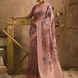Soch Onion Pink Woven Saree With Unstitched Blouse-image-21