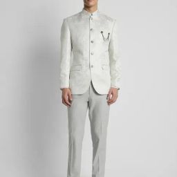 Peter England Grey Slim Fit Printed Two Piece Suit-picture-29