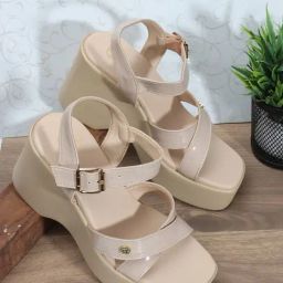 Carlton London Women's Beige Ankle Strap Wedges-image-91