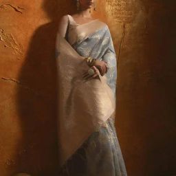 Soch Grey & Orange Woven Saree With Unstitched Blouse-image-34