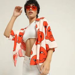 Only White & Red Printed Shirt-86