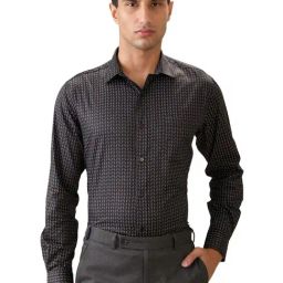 Park Avenue Black Pure Cotton Regular Fit Printed Formal Shirt-picture-31