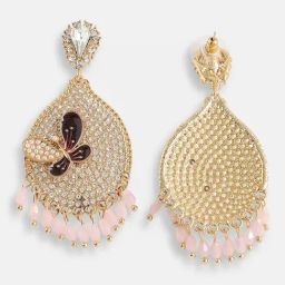 Sohi Gold Plated Designer Stone Party Drop Earrings image 5
