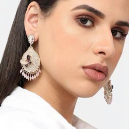 Sohi Gold Plated Designer Stone Party Drop Earrings image 3