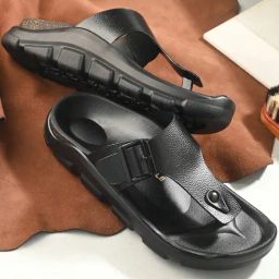 Hoversole Men's LUMINO Black T-Strap Archloc Sandals-image-65