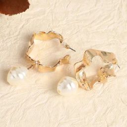 Sohi Gold Plated Pearls Casual Drop Earrings-image-73
