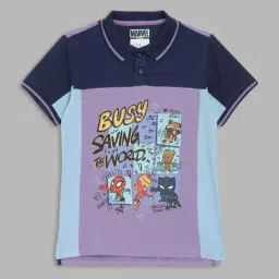Blue Giraffe Boys Purple & Blue Cotton Printed 1 T-shirt-picture-45