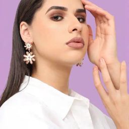 Sohi Gold Plated Designer Stone Party Drop Earrings image 2