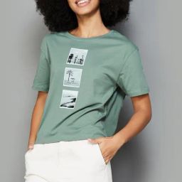 Fame Forever by Lifestyle Sage Green Cotton Printed T-Shirt-image-39
