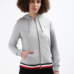 TOMMY HILFIGER Grey Cotton Textured Hoodie-picture-31