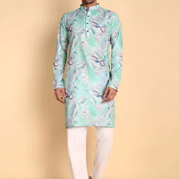 Vardha Abstract Printed Mandarin Collar Cotton Straight Kurta-picture-18