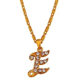 Sullery Unisex Gold-Plated Letter E Shaped Pendant with Chain-image-85