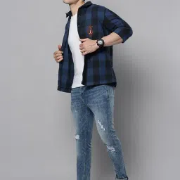 showoffff SHOWOFF Blue Regular Fit Checks Shacket image 4