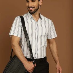 Indian Needle Sky Regular Fit Striped Shirt-image-8