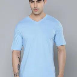 R.Code by The Roadster Life Co. Men Cotton Solid V-Neck T-shirt-image-7
