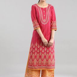 AURELIA Women Maroon Ethnic Motifs Printed Kurta-picture-24